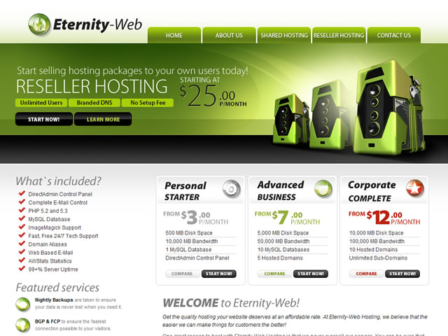 Eternity-Web Hosting Screencap